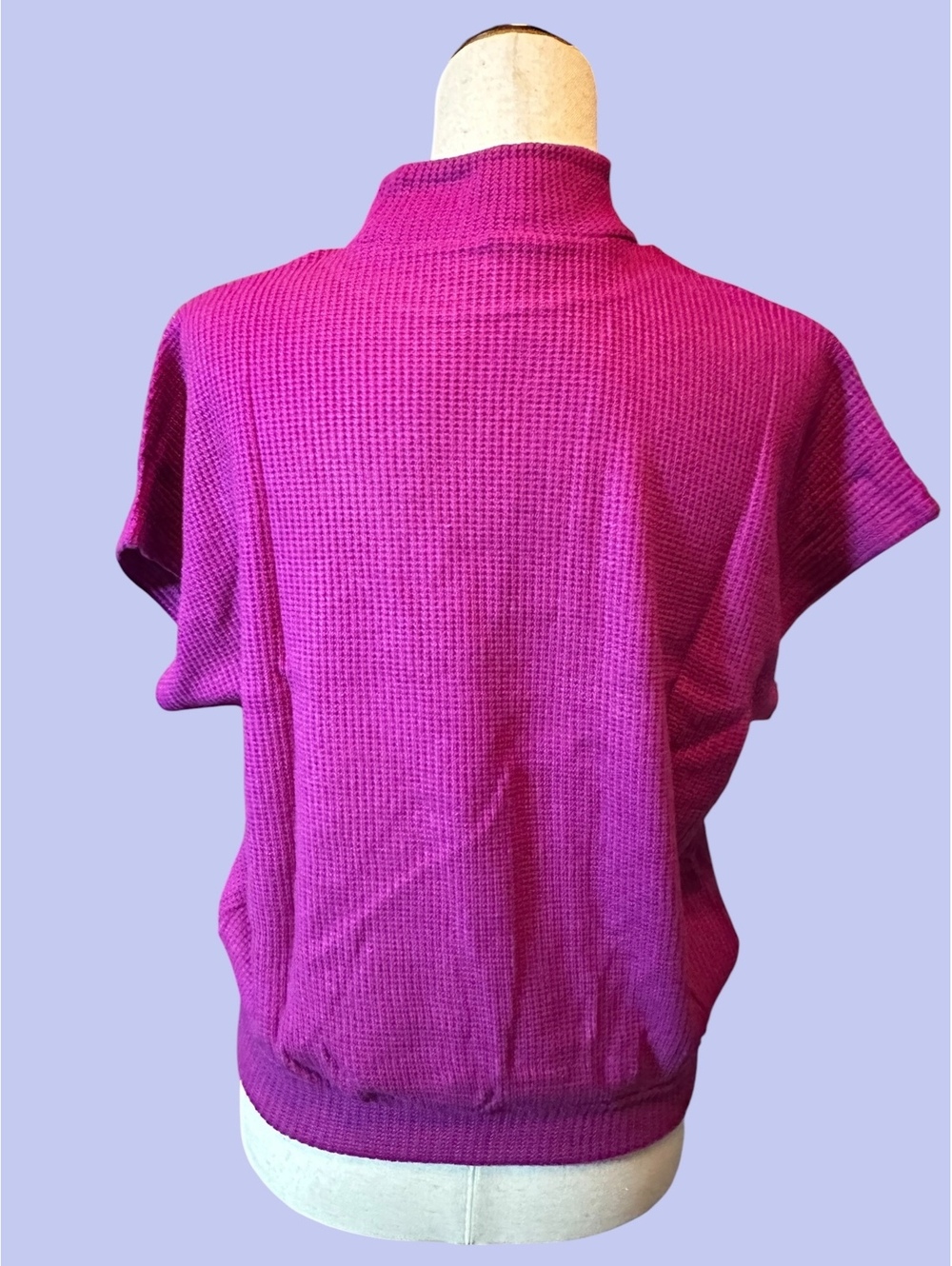 Zenana ITW-2474Y Plum Mock Neck Short Sleeve Sweater - Picture 3 of 3